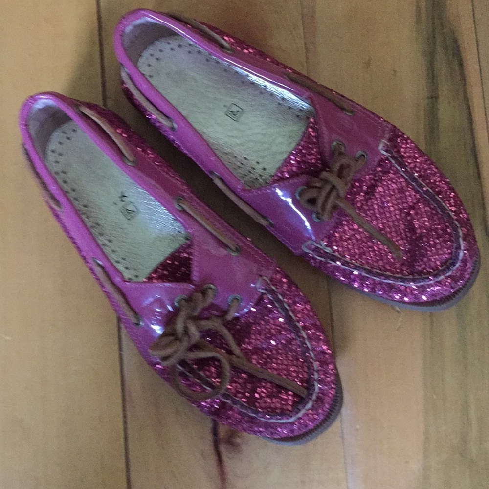 Sperry pink sequin shoes